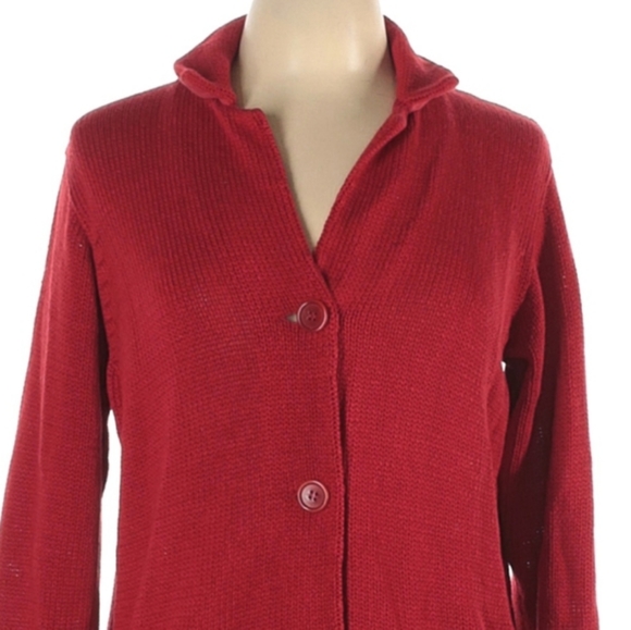 Rivamonti Sweater Jacket Size L Dark Red Button Front Collared Slip Pockets - Picture 4 of 7